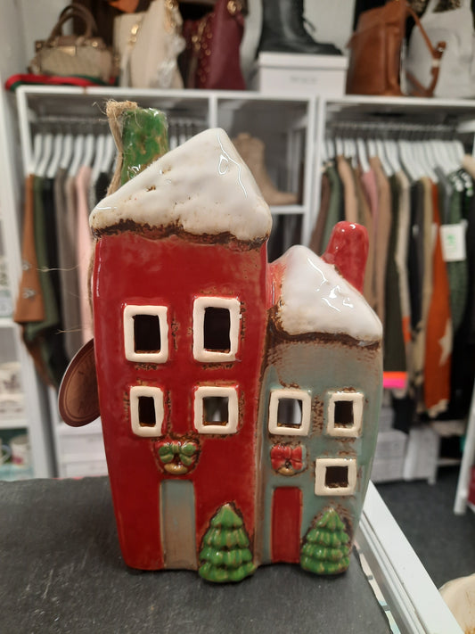 Village Pottery Xmas 2 House T-light