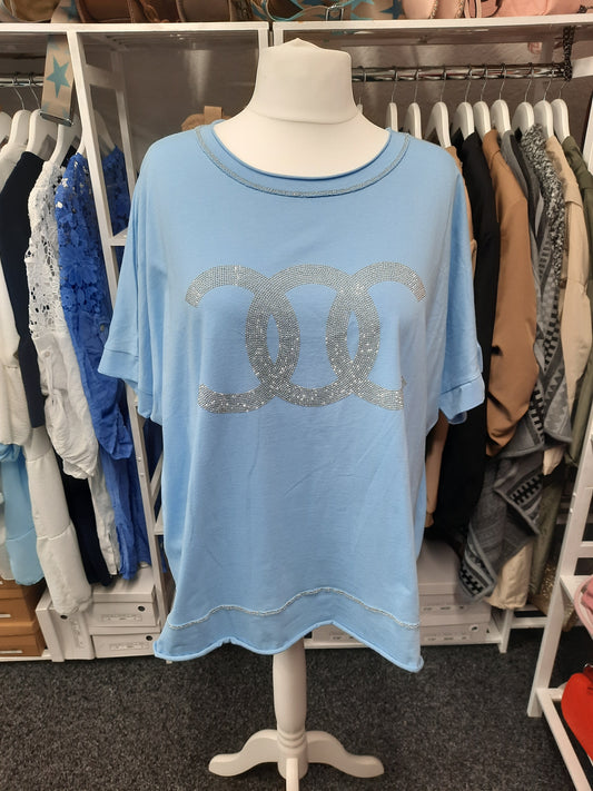 Short Sleeve Top with CC Dimante design...