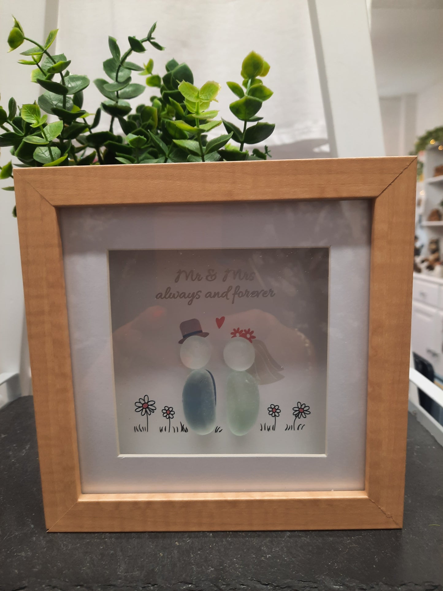 Pebble Glass Plaque Mr & Mrs...