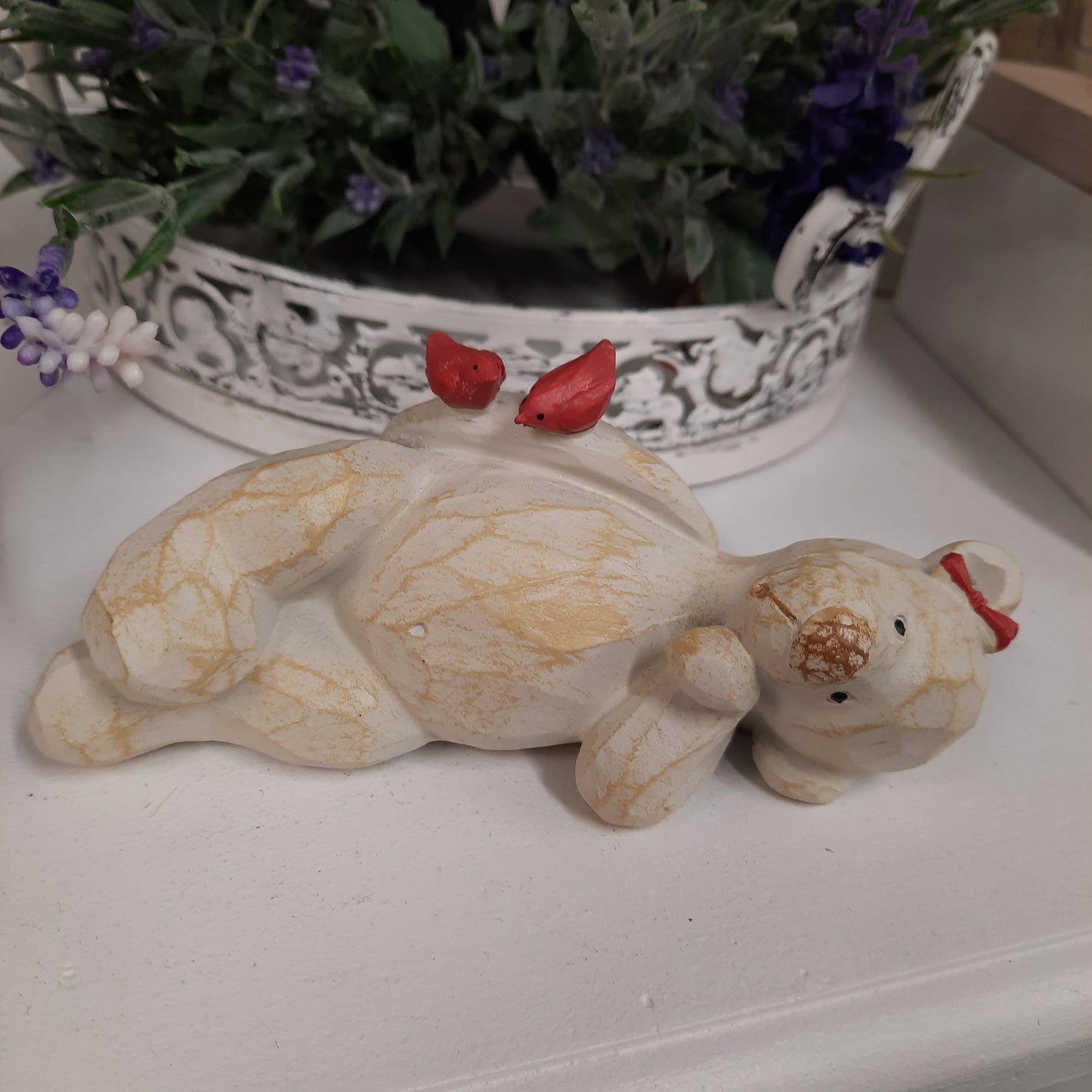 Fleur Bear Lying Down with Birds