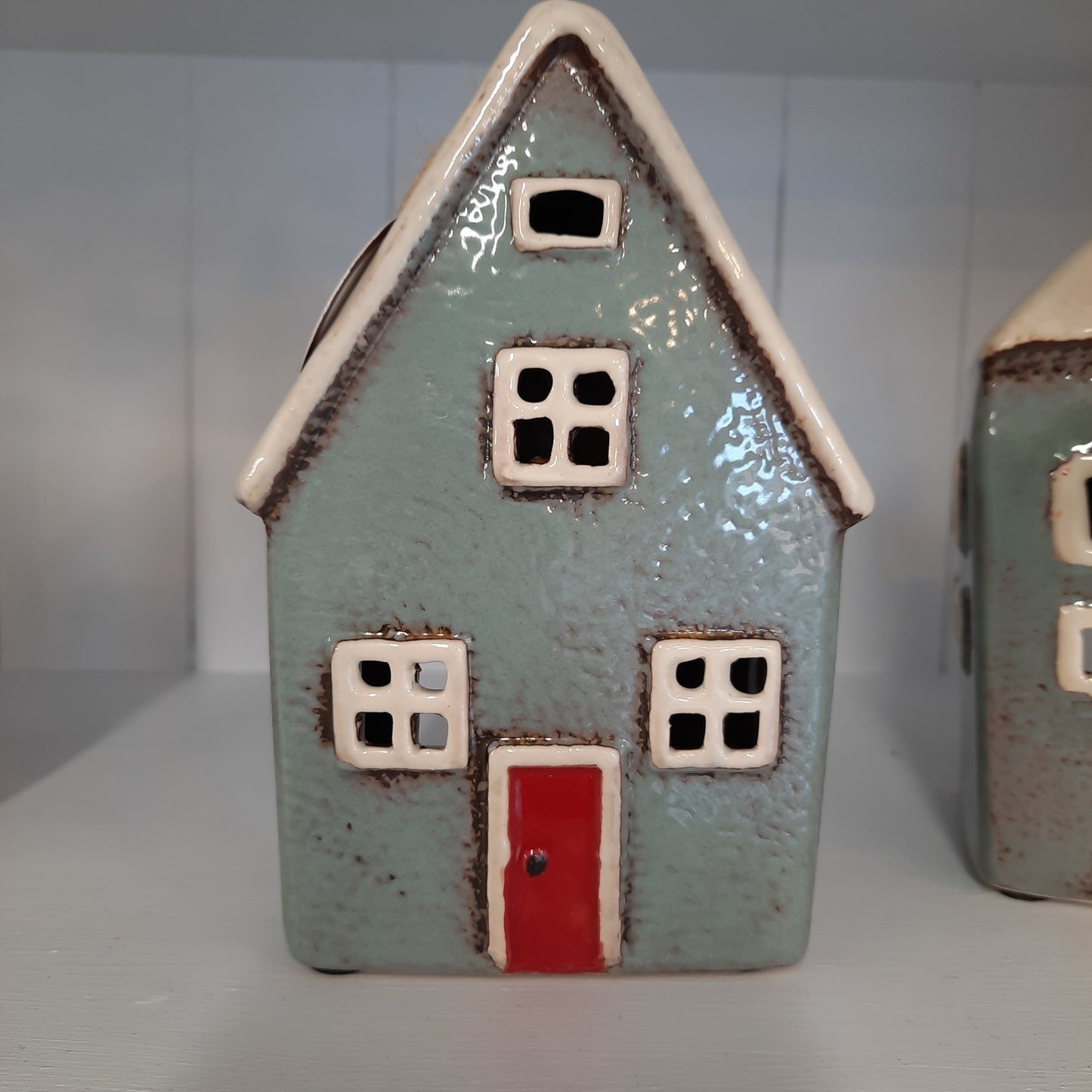 Village Pottery Dark Grey T- light House