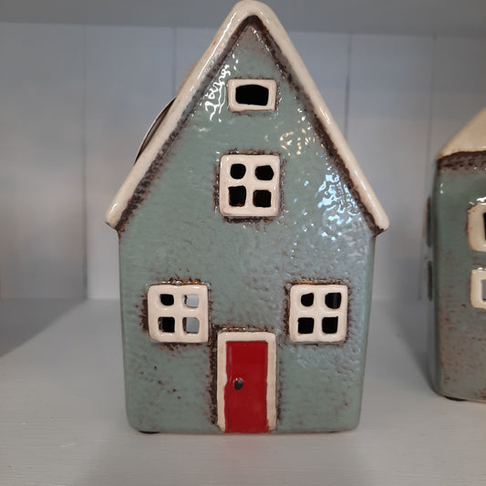 Village Pottery Dark Grey T- light House