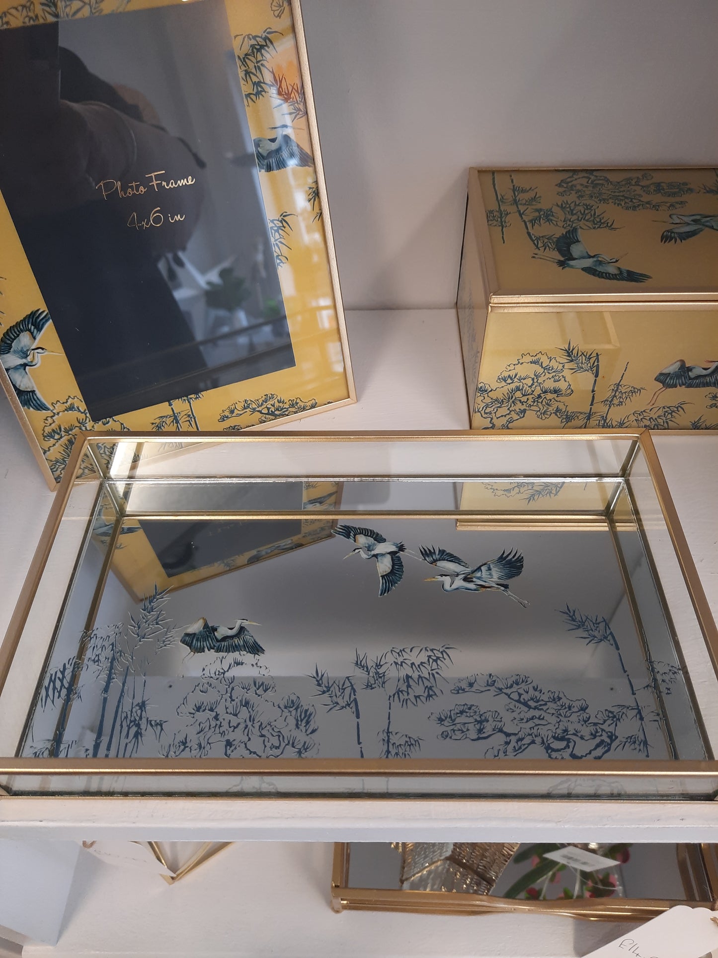 Heron Design Mirrored Tray