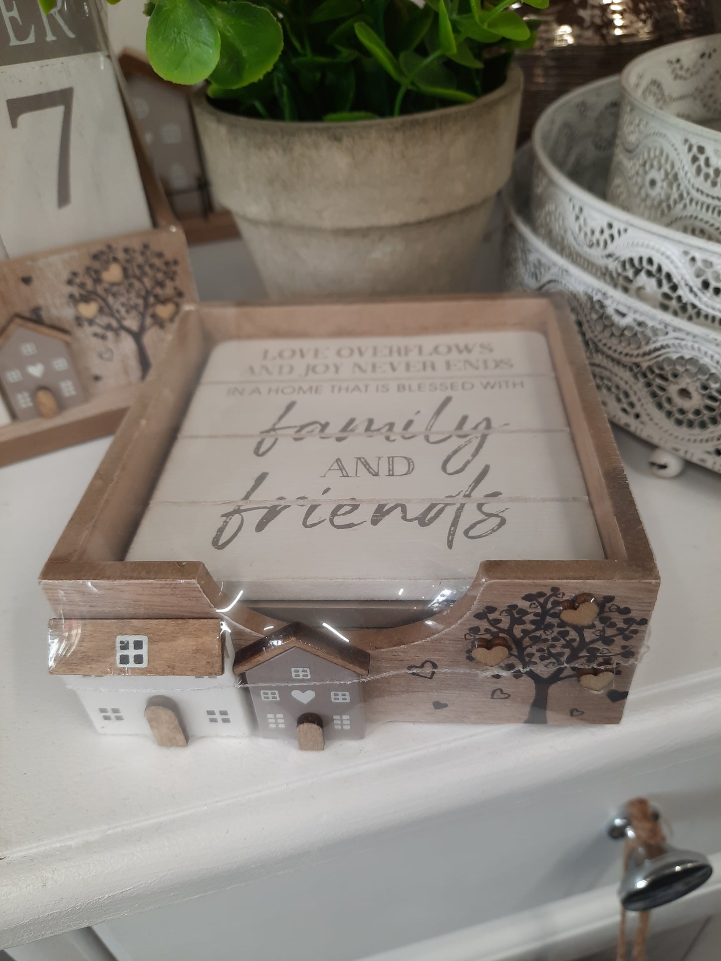 Wooden House Coaster Set