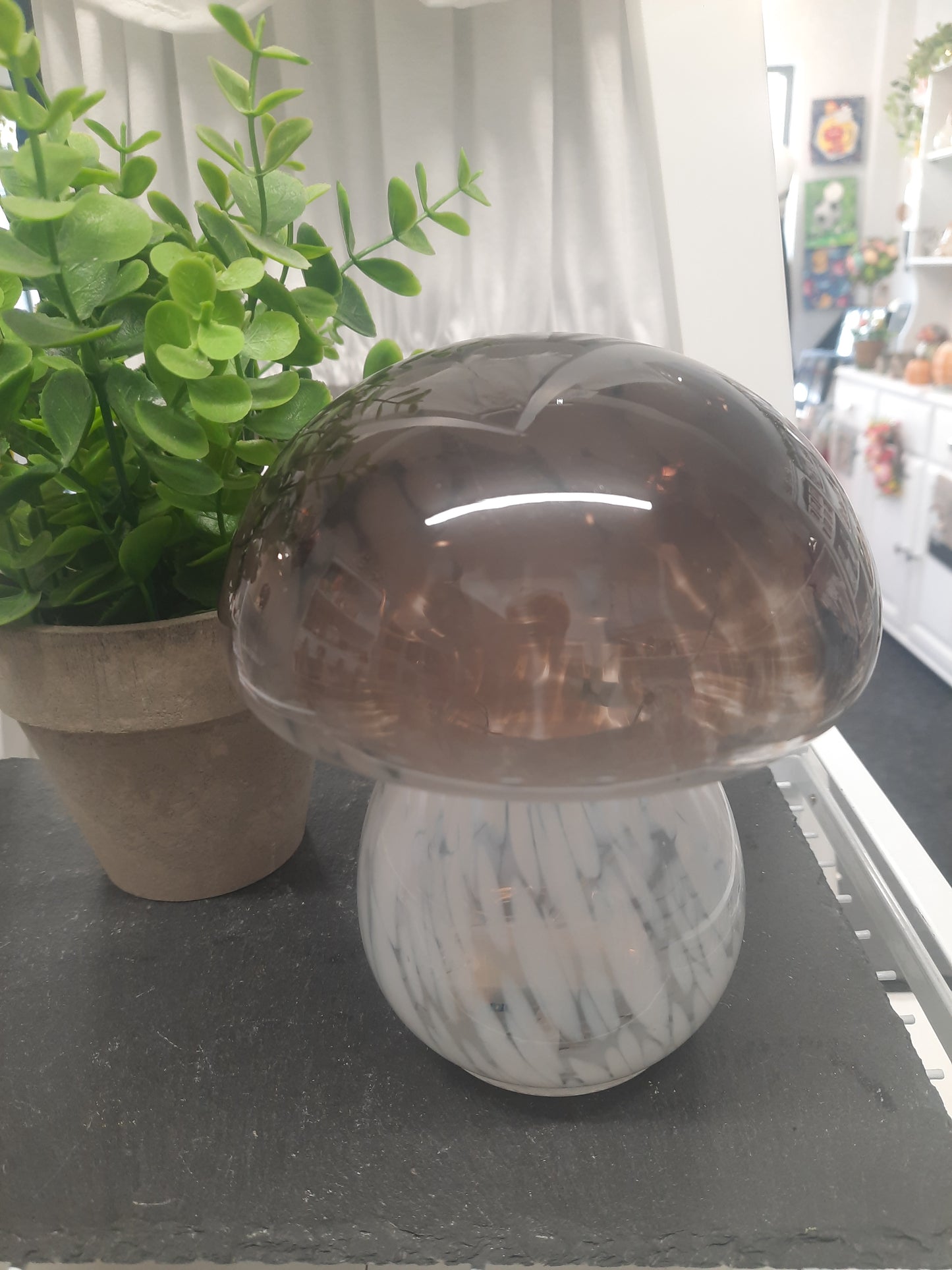Hand-blown LED Mushroom (Grey)