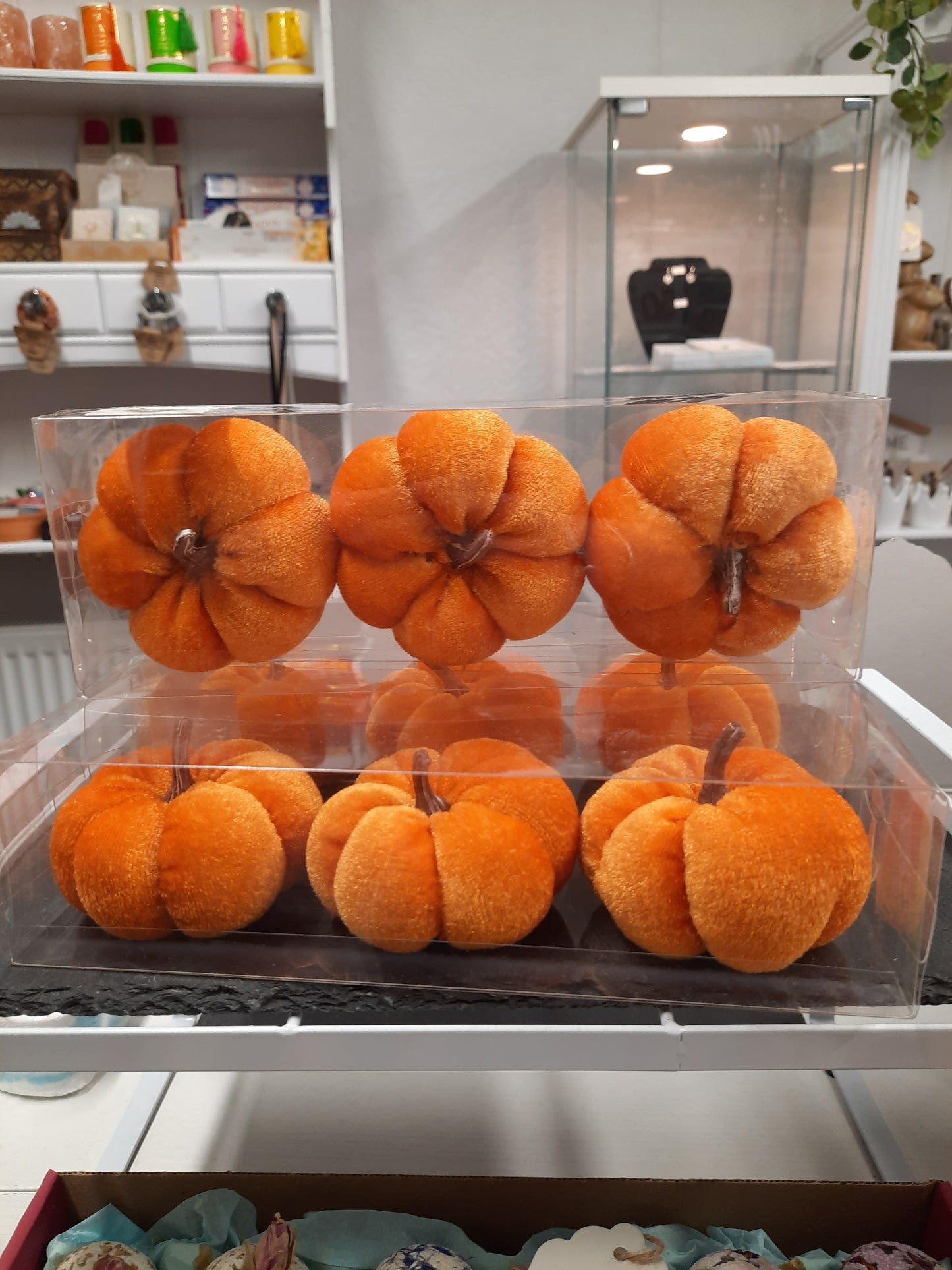Velour Pumpkins Orange (set of 3)