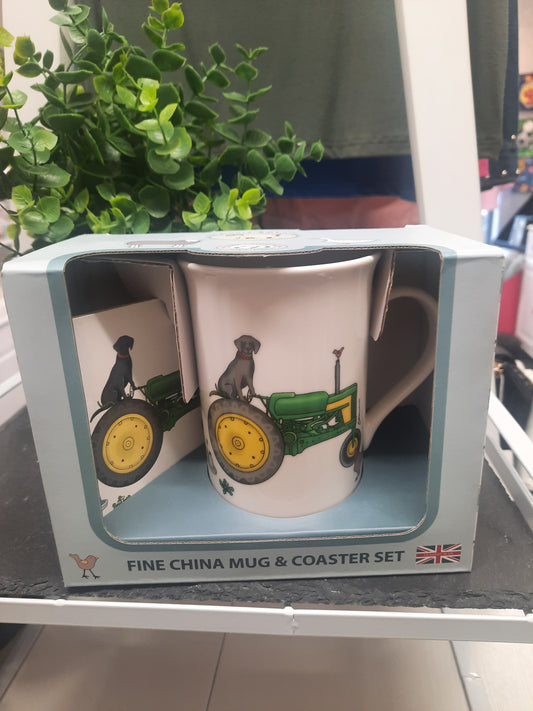 Mug & Coaster Set ...Green Tractor