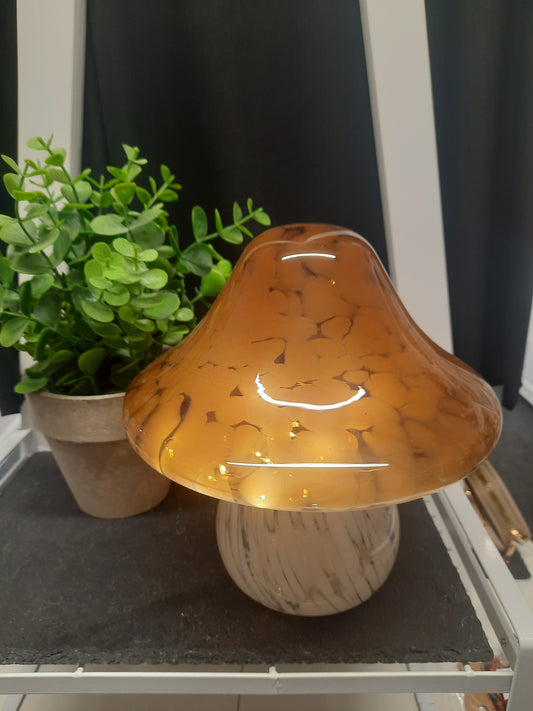 Hand-blown LED Toadstool Amber...