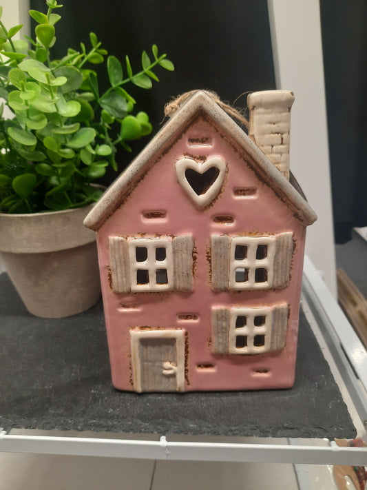 Village Pottery Shutter T-light House (Pink)