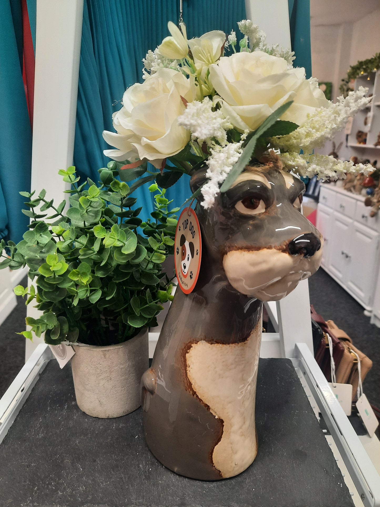 Village Pottery Top Dog Schnauzer Vase...