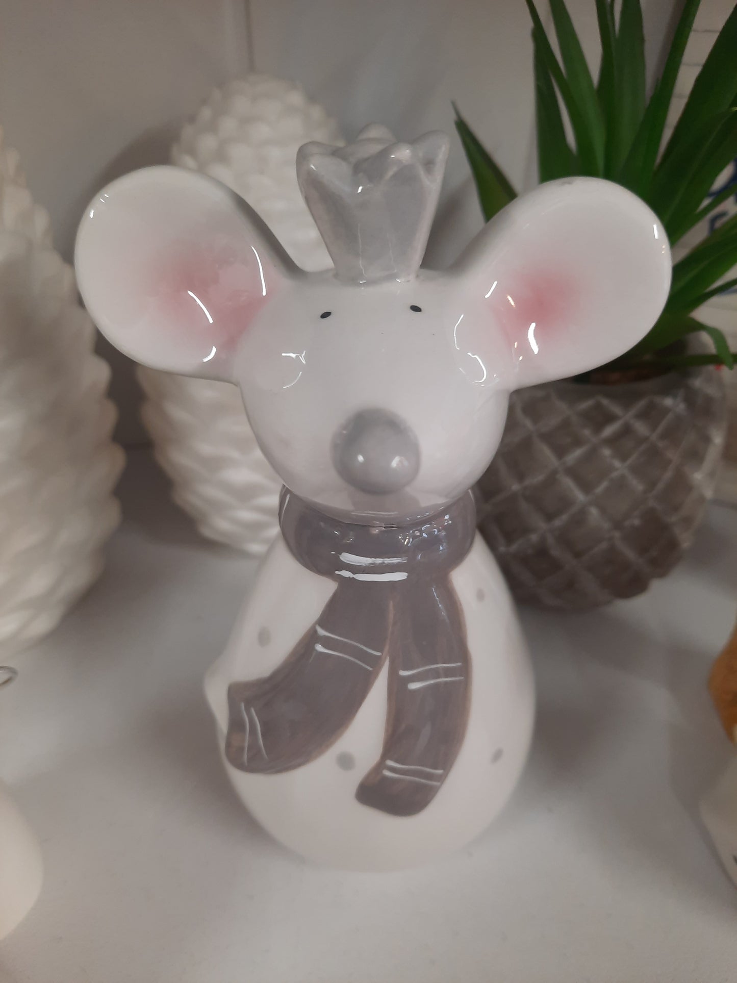 Ceramic Mouse withCrown ( Grey )