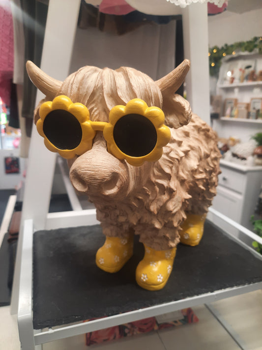 Sunglasses Highland Cow with Wellies