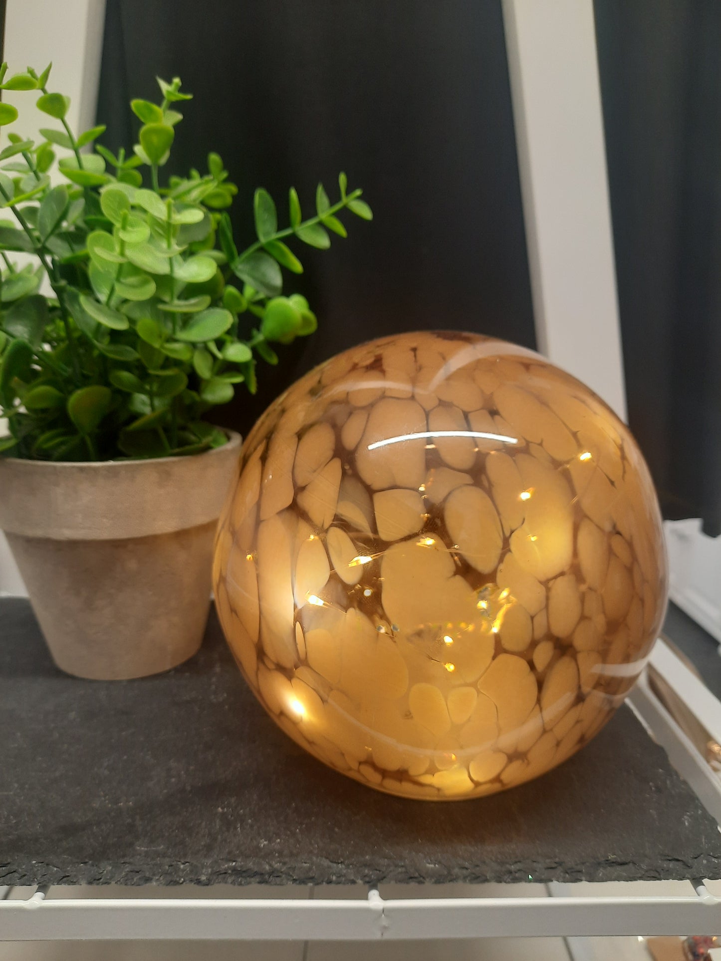 Hand-blown LED Ball Amber...