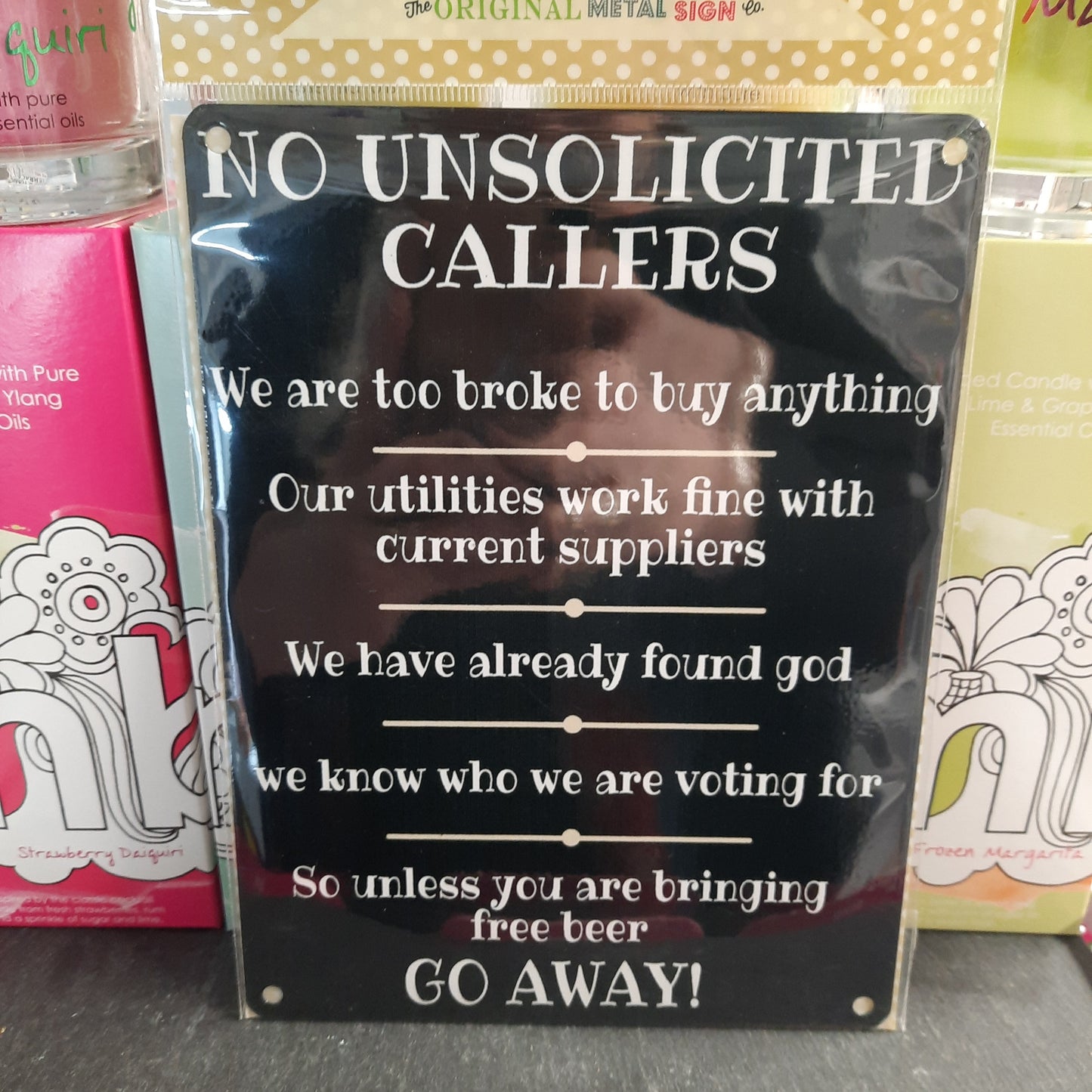 No unsolicited Callers Metal Sign