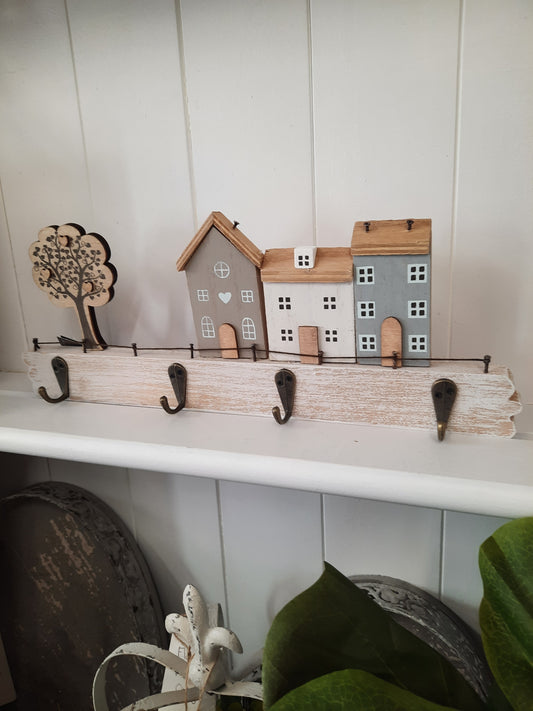 Wooden House Hook Plaque