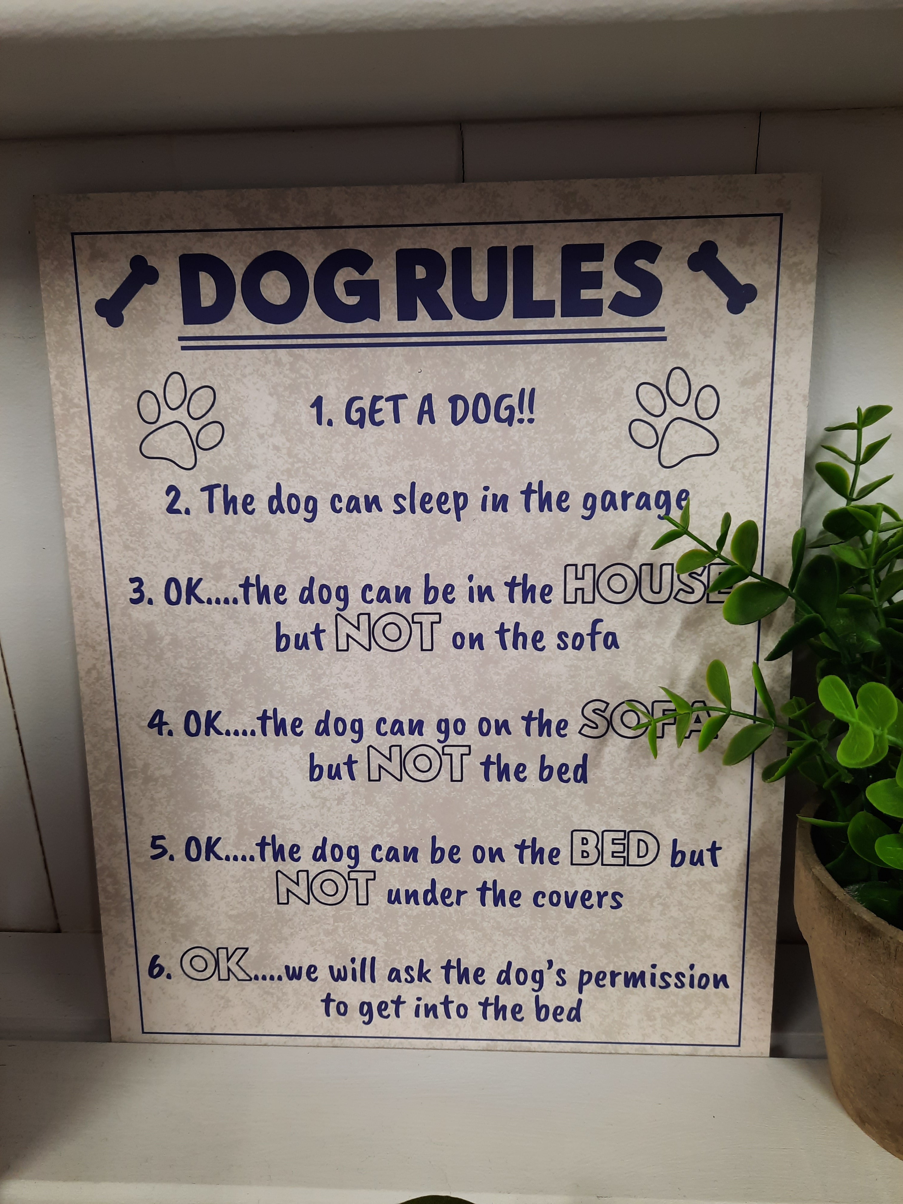 Dog Rules Plaque – Hometrends UK