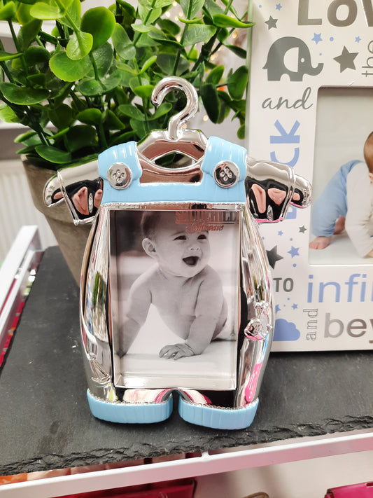 Silver Blue Baby Romper Photo Frame