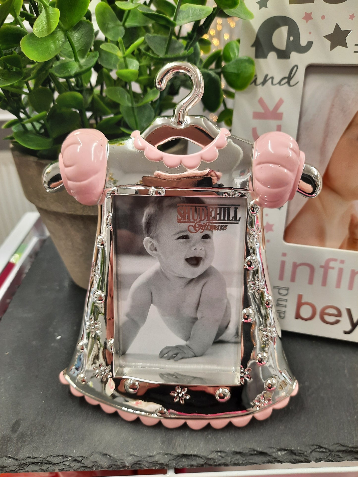 Silver Pink Baby Dress Photo Frame