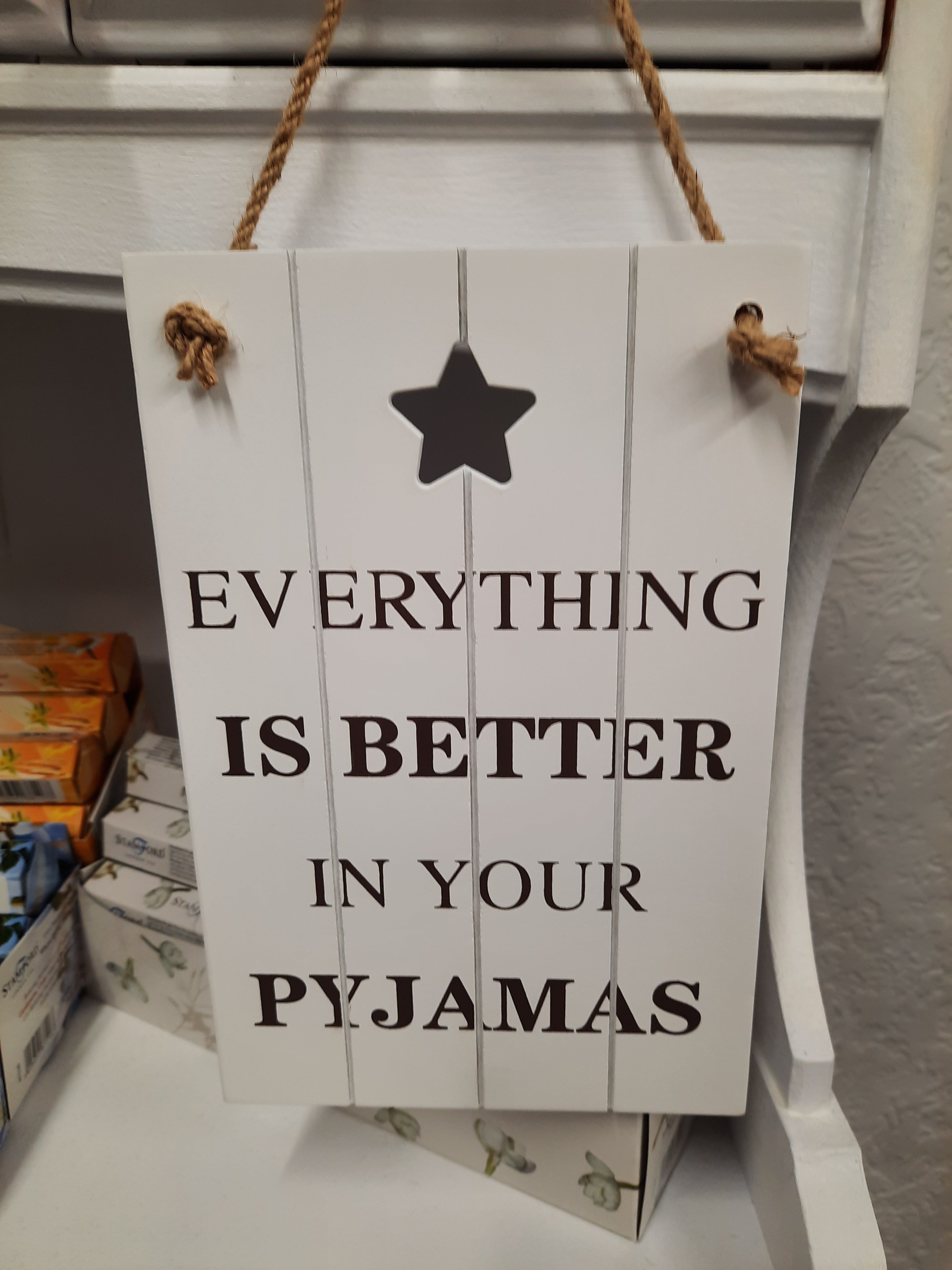 Pyjamas Signs In Your Pyjamas Wooden Sign – Hometrends UK