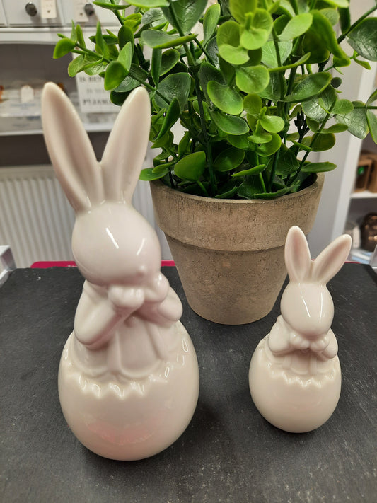 White Ceramic Bunnie in Egg