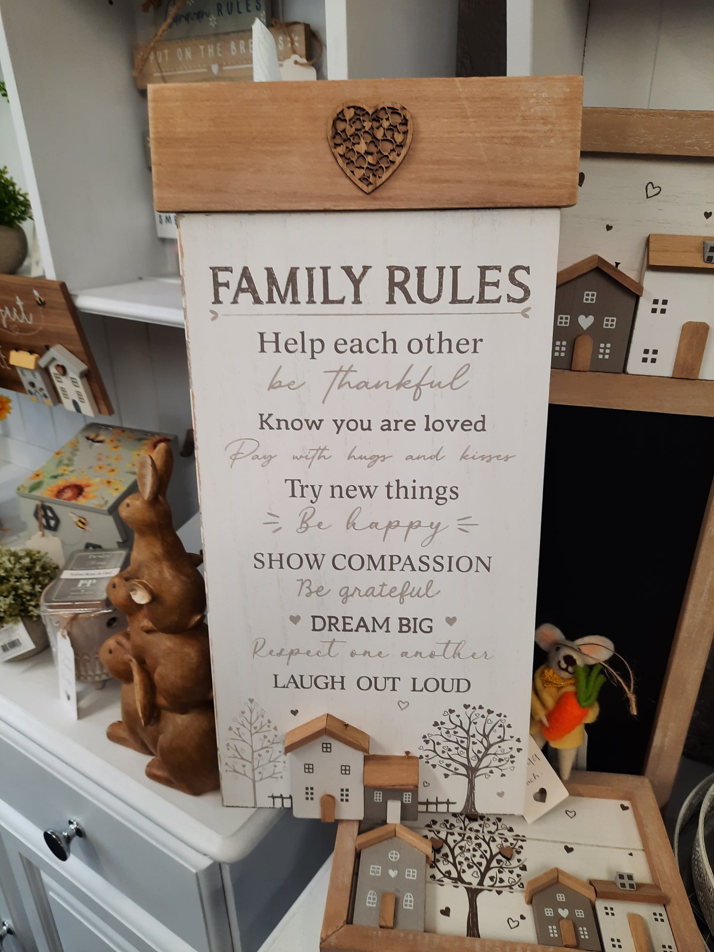 Wooden House Family Rules Plaque