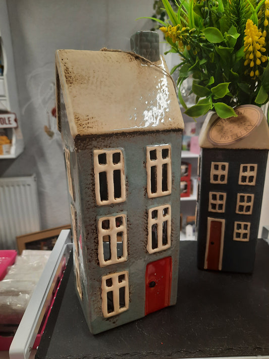 Village Pottery Tall House T-light House